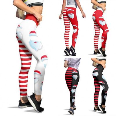 China 2021 Custom Logo Printed Women Christmas Sport Leg Warmers Four Way Stretch Breathable Santa Clothes Workout Tight Pants for sale