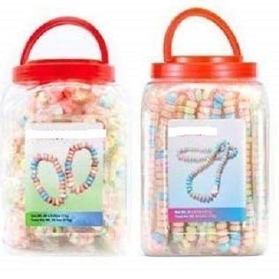 China Normal wheel confections 21g*36 individually wrapped candy necklaces and 12g*48 individually wrapped candy bracelets for sale