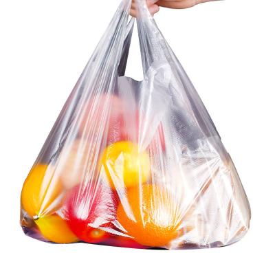 China Disposable Different sizes Merchandise Plastic T-Shirt Bag with Handle Carryout Grocery Shopping Bags for sale