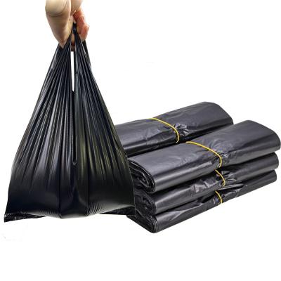 China Disposable Wholesale Garbage Trash Bag Extra Large Household Thickened Tote Black Large Vest Plastic Bags for sale