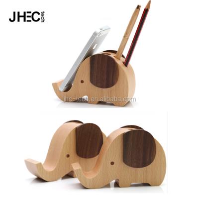 China Mini Cute Elephant Wooden Cell Phone Stand, Mobile Phone Desk Stand for sale