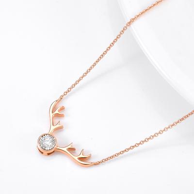 China Hiphop 18k Gold Plated Simple Gold Antler Love Clavicle Chain Necklace Gold Filled Necklace for sale