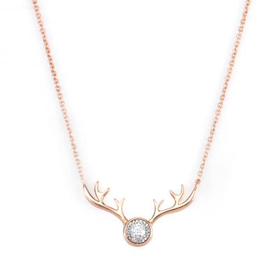 China Hiphop 18k Gold Plated Real 18k Gold Long Tasty Necklace BTS Antlers Necklace For Girls for sale