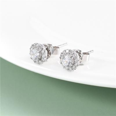 China Luxury White Gold Earring Filled Double Studs Long Diamond Pearcing Earrings For Girl for sale