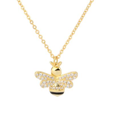 China FASHIONABLE 18k Gold Plated Chain 925 Sterling Silver Bee Gold Necklace Charm Necklace For Girl for sale