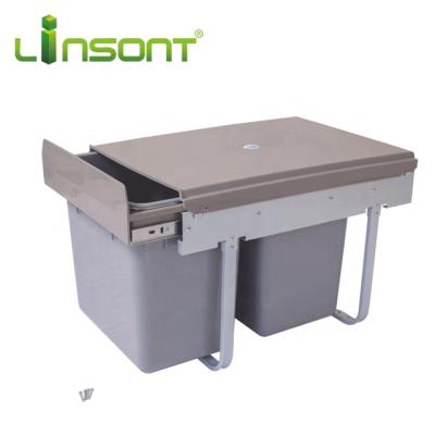 China Kitchen Waste Bin Drawer Base Sustainable Cabinet Hidden Bin Under Counter Slide Pull Out Bin Insert for sale