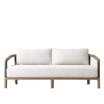 China Contemporary Wholesale Teak Outdoor Furniture Good Quality Two Seaters Sofa Fabric White Sofa Arm Sofa for sale