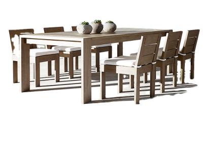 China Contemporary Wholesale Outdoor Teak Wood Round Table Set Of Furniture And 6 Chair Circle Dining Table Set for sale