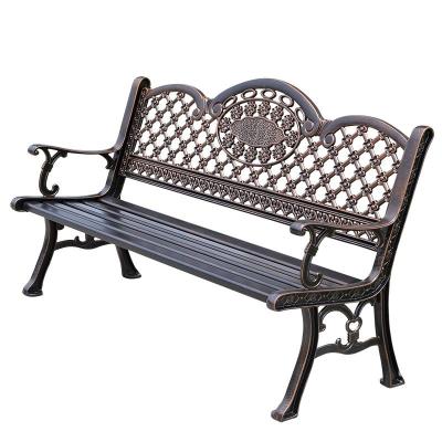 China Contemporary Outdoor Three Person Yard Leisure Garden Bench Chair Park Cast Aluminum Long Chair for sale