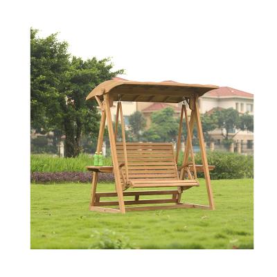 China Best Selling Contemporary Modern Design Outdoor Teak Wood Garden 2 Seaters Swing Chair for sale