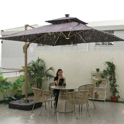 China 2022 Contemporary Outdoor Garden Furniture Yard Parasol Local Gold Square Umbrella Tyrants for sale