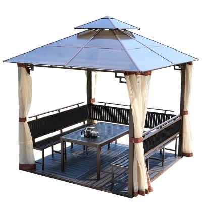 China Contemporary Outdoor Traditional Wooden Garden Yard Outdoor Traditional Teak Design Tent Sun-Panel Leisure Barbecue BBQ Umbrella Pavilion for sale