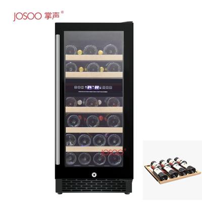 China New Design Small Double Zone Wine Outdoor Fridge Cellar 80L 27 Bottles Door Humidity Control Glass Refrigerators For Wine Cooler for sale