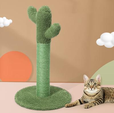 China Small Green Durable Cat Tree Cat Jump Cactus Scratching Post Nice Sisal Viable Materials for sale