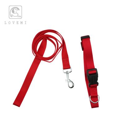 China Customized high quality and quantity of LOVEMI modern design assured double nylon dog leash and collar set for sale