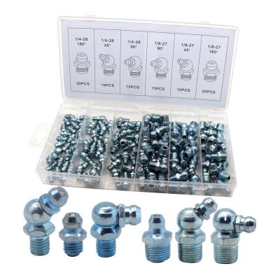 China Carbon Steel SYD 1004 Truck Repair Parts 110PCS 6 SAE SIZES Grease 1/4-28 UNF 1/8-27 NPT Grease Nipple Fit Set for sale