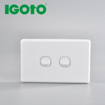 China Wall Switch PC Igoto DS304 10A 250V Australia Standard 2 Gang Electrical Wall Switch for sale