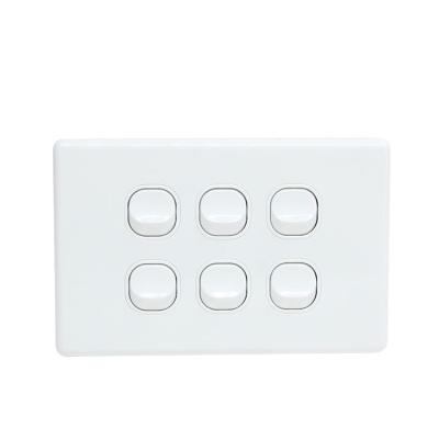 China KS312 Australia SAA 6 Strip Popular Australian Standard Residential/Multi-Purpose Horizontal Electric Light Switches in Slim Type for sale