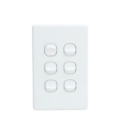 China Australian Standard Vertical 6 Gang 1 Way Wall Light Switches KS312-V Slim Residential/Multi-Purpose SAA Approval in Slim Type for sale