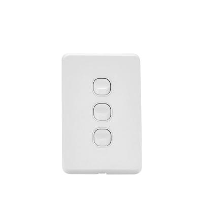 China RS306-V Residential/General Purpose 3 Gang 10A Australian Standard Vertical Wall Switch With Dual Powerpoints for sale