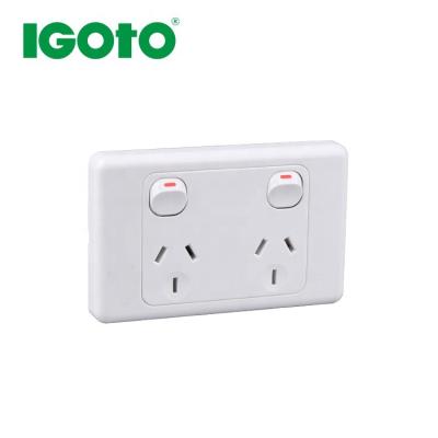 China SAA Approval Australian Standard GPO Dual Powerpoint 10A Wholesale Price Residential/Multipurpose Hot Selling Vertical Wall Switch Socket for sale