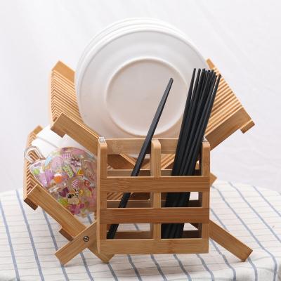 China Large Double Capacity Sustainable Drying Rack Household Kitchen Storage Drawer Bamboo Dish Rack Drainer With Drain for sale