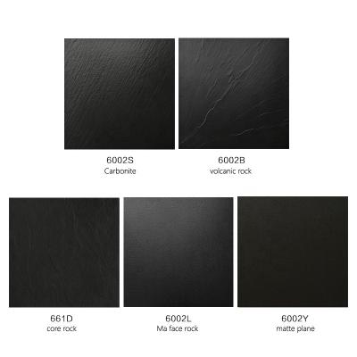 China Modern Black All Over Slate Tiles Non-Slip Bathroom Matte Concave Convex Wall Tiles Outdoor Yard Flooring Tiles 600x600mm for sale