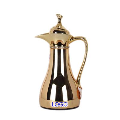 China Business Arabic Copper Stainless Steel Gold Silver Brass Outer Glass Inner Vacuum Flask for sale