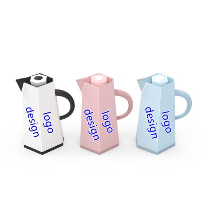 China Business Customized Logo Button Water Transfer Arabic Brass Gold Coffee Pot And Rose Glass Inner Vacuum Flask for sale