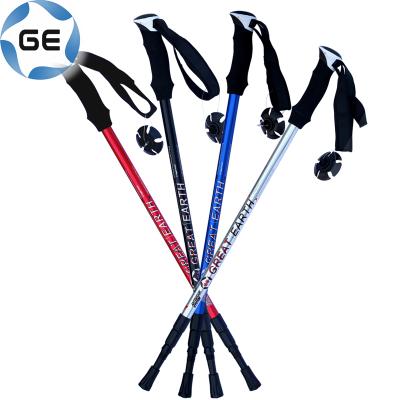 China High Quality EVA Grip 3 Sections Telescopic Trekking Pole Alpenstock Outdoor Walking Aluminum Alloy Increasing Stick China for sale