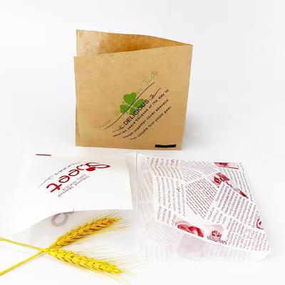 China 5.5x6 Inch Oil Proof Paper Bag Disposable Sandwich Donut Disposable Takeout Foods Coated Fried Chicken Burger Packing Greaseproof for sale