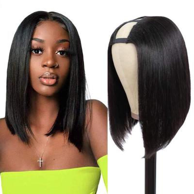 China Remy u-part human wig wave hair price u part wig cheap cambodian short straight silky straight lead human wig for sale