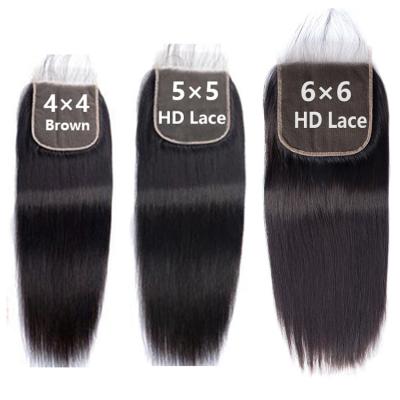 China Hot Selling Regular Wave Cuticle Aligned Closure 4x4 5x5 13x4 Human Hair Scalp Frontal HD Transparent Swiss Lace Closure & Headband for sale