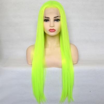 China Silky Straight Wave Hair Pure Wigs 30 In Hd Long Straight 13x4 Lace Wig Green Color Lace Frontal Wigs for sale