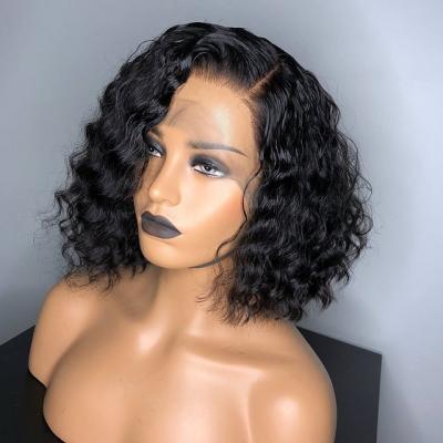 China Water Wave Hair Wigs Short And Afro Curly Water Wave Wigs 13*6 Hd Transparent Curly Lace Frontal Wigs for sale