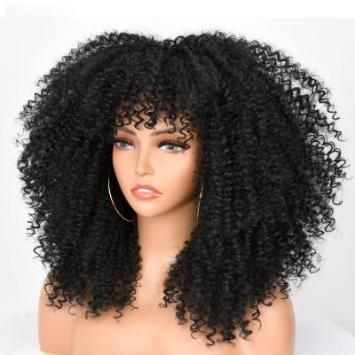 China Uwinshair Regular Wholesale Peruvian Wigs Kinky Curly Lead Wave Wig With Bang for sale