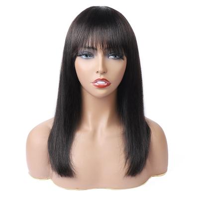 China Wholesale Silky Straight 4x4 Bob Wigs China Natural Straight Wave With Bangs Hair 100% Cheap Human Hair Wigs for sale