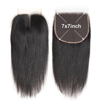 China Vietnamese raw straight wave hd lace closure hand tied raw hair extension hd 7x7 lace closure for sale