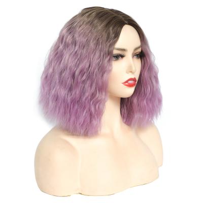 China Low Price Regular Blonde Synthetic Wig Human Wave Wigs For Black Women Hair Machine Made Synthetic Wigs for sale