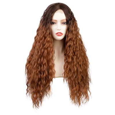 China Wholesale Ombre Hair Regular Human Synthetic Wig Mix Color Long Curly Futura Wave Futura Wig With Lace Front Synthetic Hair Wigs for sale