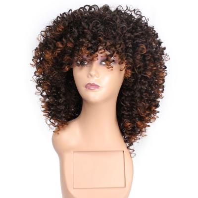 China Wholesale Curly Curly Wigs Synthetic Hair Bangs Afro Wigs For Black Women Hair Burmese Curly Wig for sale