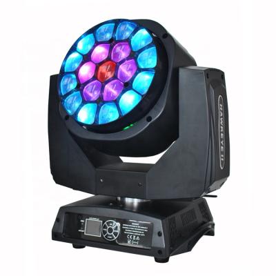 China Moving Head K10 19x15W RGBW RGBW 4in1 Bee Vortex JOYRAY LED Eye Zoom KTV 4 To 60 Degree Stage Disco Party DJ Light for sale