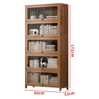 China Hall Modern Bamboo Door Storage Coffee Shelf Haichuan Shelf Living Room Cabinet Bamboo Book Shelves for sale