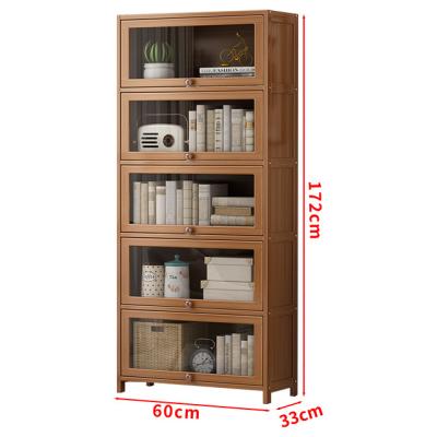 China Hall Modern Bamboo Door Storage Coffee Shelf Haichuan Shelf Living Room Cabinet Bamboo Book Shelves for sale