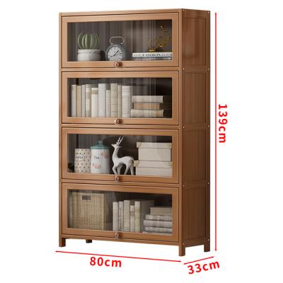 China Hall Modern Bamboo Door Storage Coffee Shop Minimalist Haichuan Shelf Living Room Cabinet Bamboo Book Shelves for sale