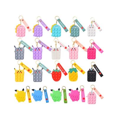 China Fashion BM9480 2022 Fashion Silicone Kids Push Bubble Doll Hand Money Bag Child Unicorn Pushing Person Toy Soft Push Noise Coin Purse for sale