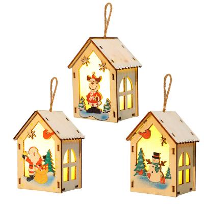 China Xmas Christmas Tree Decoration Supplies Lights Small House Wooden Christmas Tree Decoration Propsl Event Party Party Supplies for sale