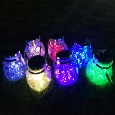 China Wholesale Good Quality Crack Glass Ball Solar Lantern Lights Table Hanging Glass Lamp For Garden for sale