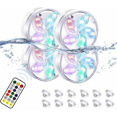 China Sports Stadiums 3AA Powered Battery RGB Night Wedding Decor Light IP68 Waterproof Underwater Submersible Led Pool Light With Remote Control for sale