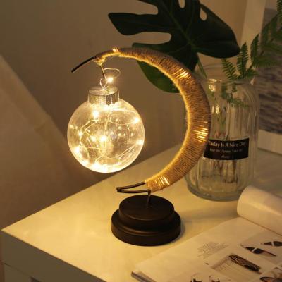 China Xmas Christmas Decoration Supplies Christmas Night Moon Ball Wrought Iron Table Lamp Light Led Event Party Supplies for sale